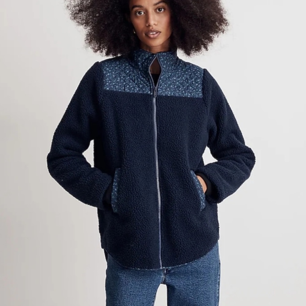 Madewell Navy Quilted/Sherpa Fleece Jacket sz S